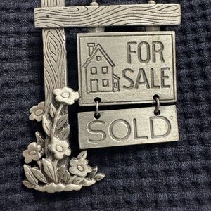 Realtor Silver Pewter Brooch Cottage Style Sold Pin JJ design